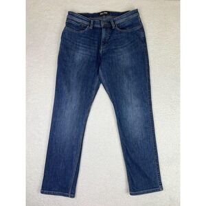 DU/ER L2X Relaxed Taper Jeans Mens 32x30 Blue Fleece Lined Stretch Denim Pants